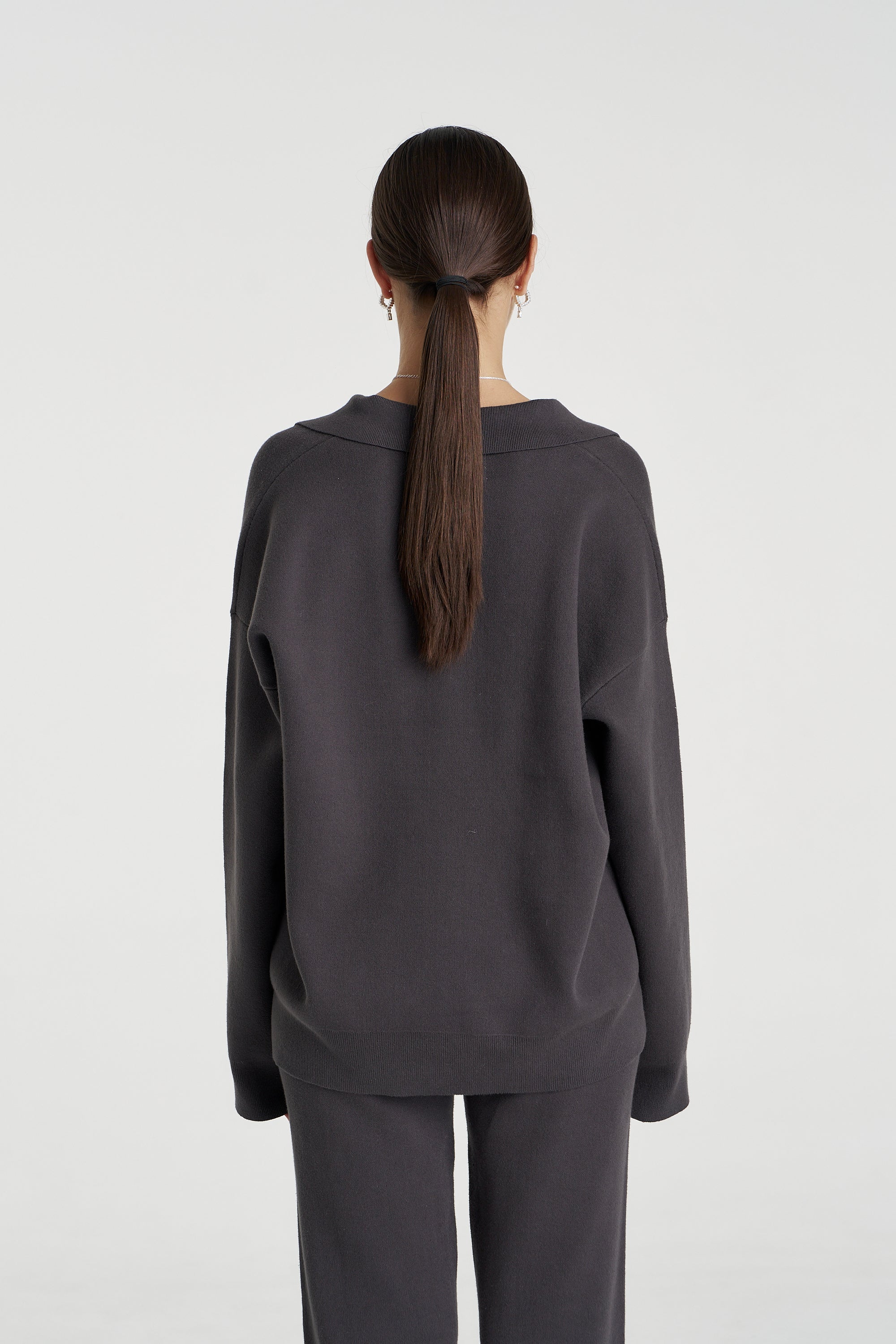 LS COLLARED KNIT - SHADOW