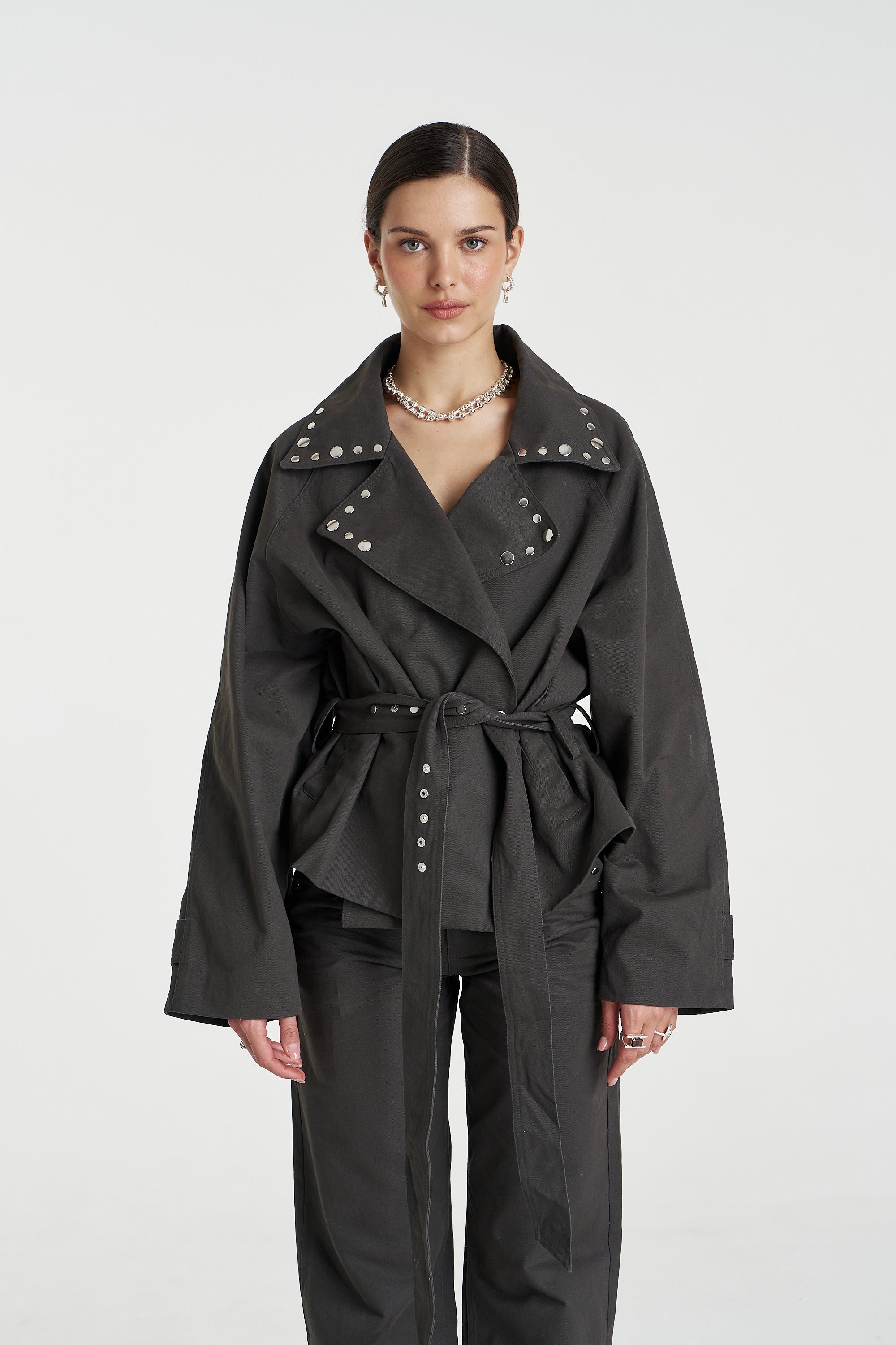 STUDDED CROP TRENCH - SHADOW