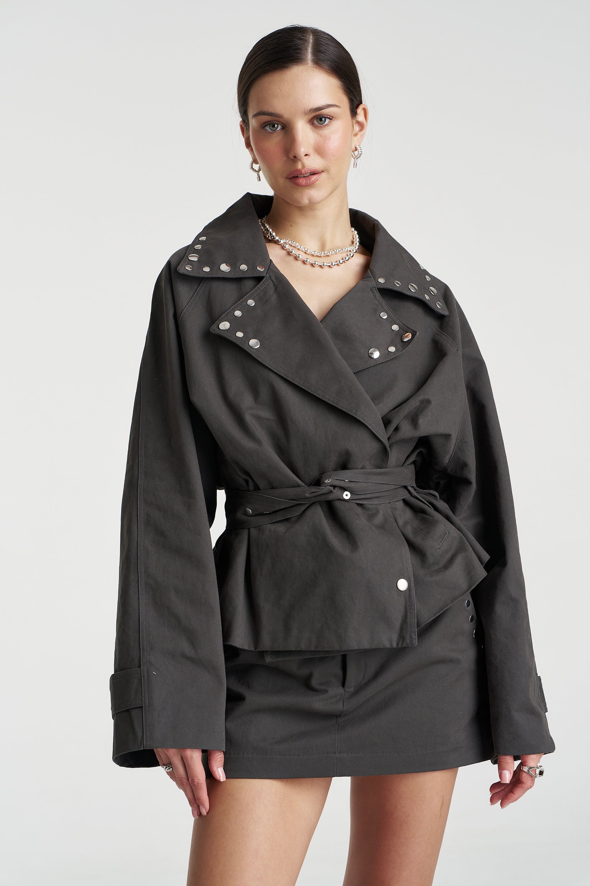 STUDDED CROP TRENCH - SHADOW