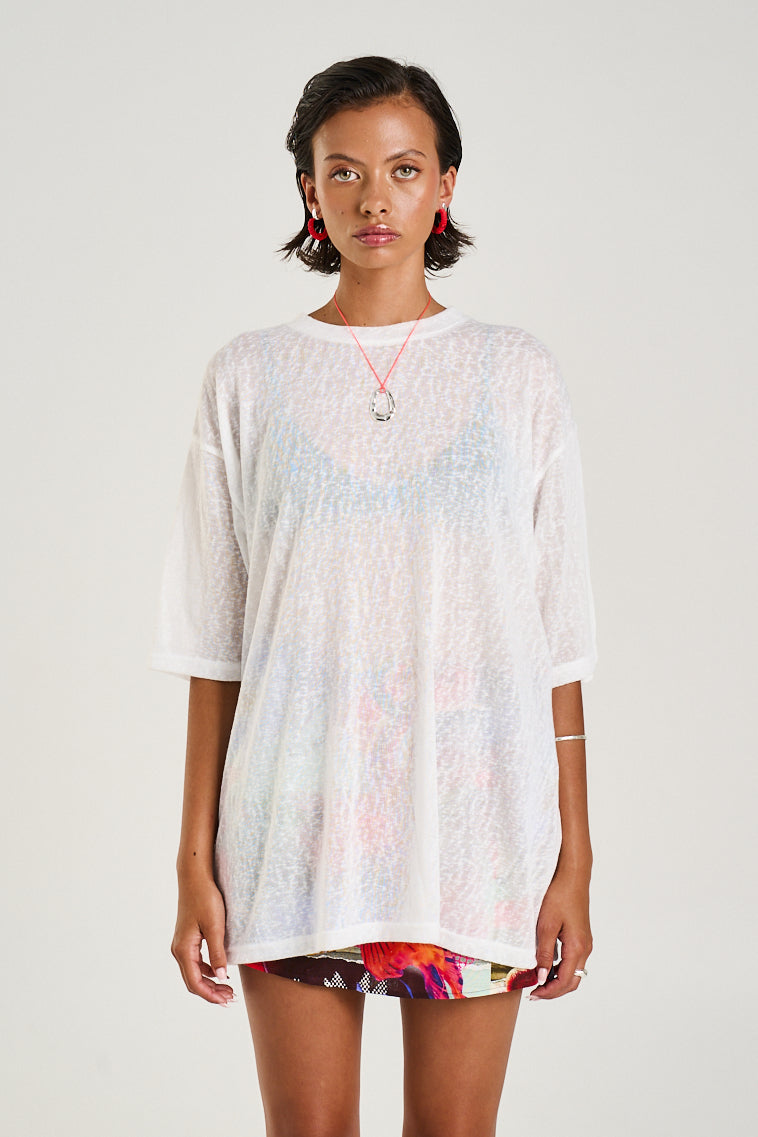 OVERSIZE TEE - SHEER WHITE