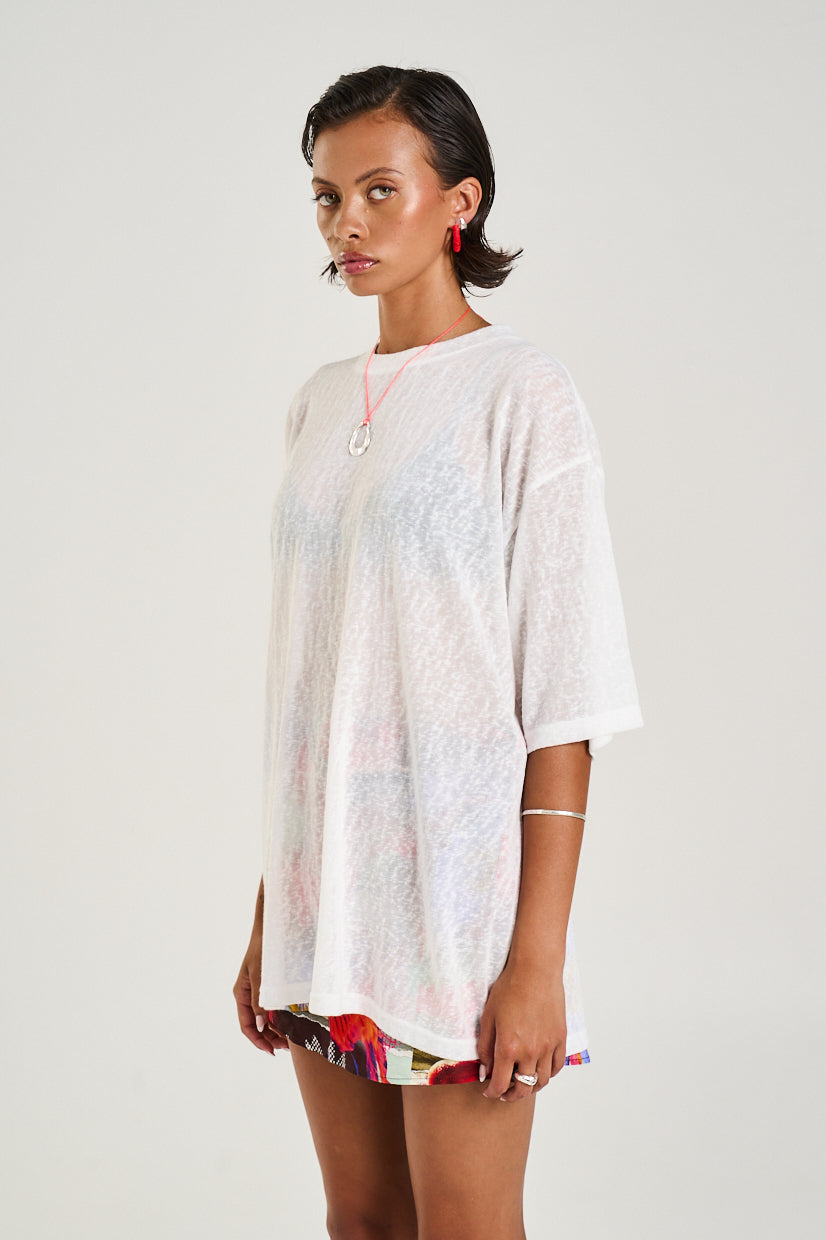 OVERSIZE TEE - SHEER WHITE