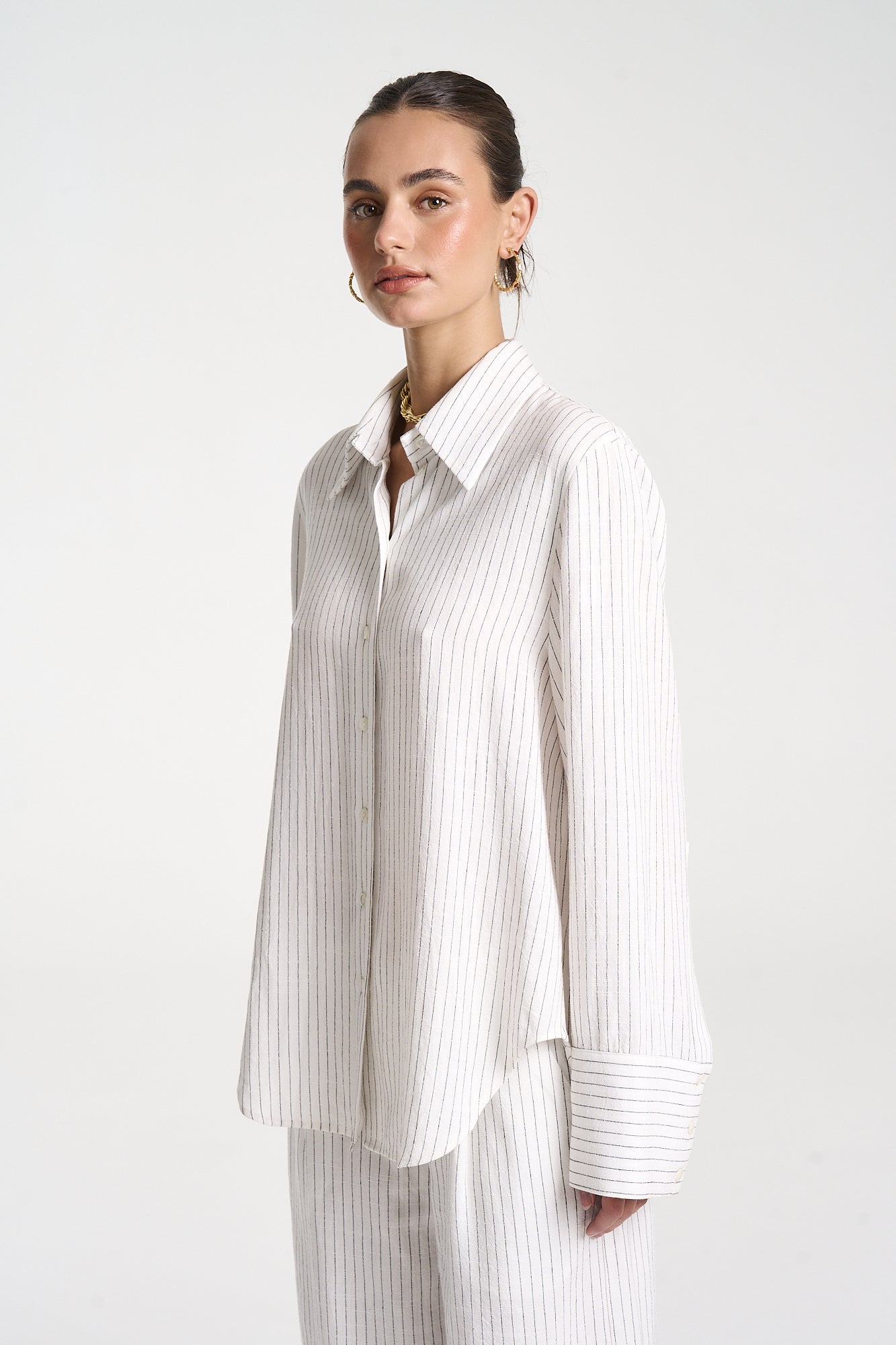 LS CUFF SHIRT - PINSTRIPE