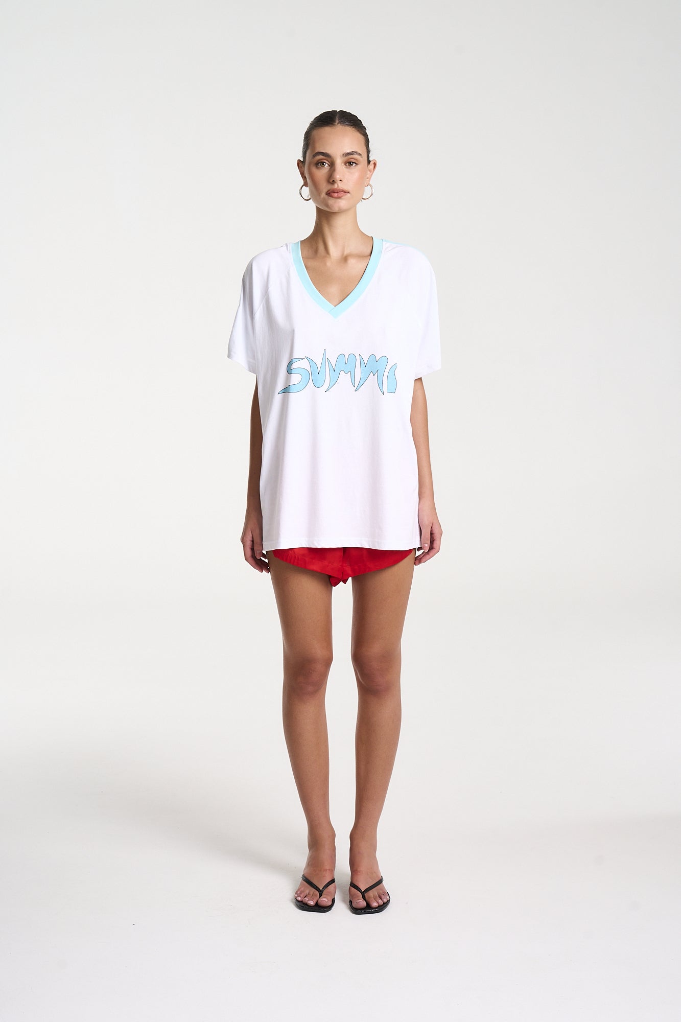 SUMMI TEE - WHITE/ AQUA