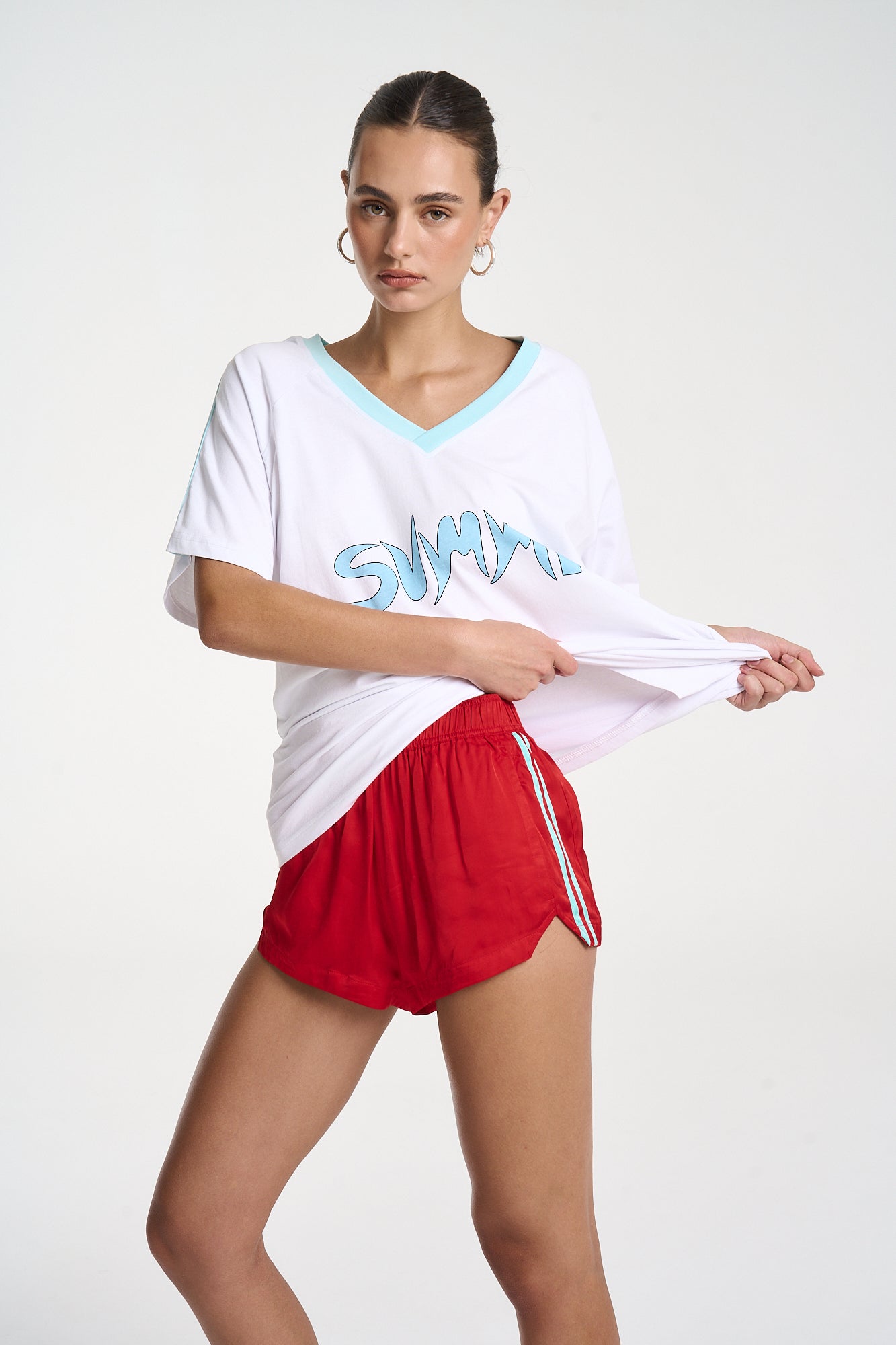 SUMMI TEE - WHITE/ AQUA