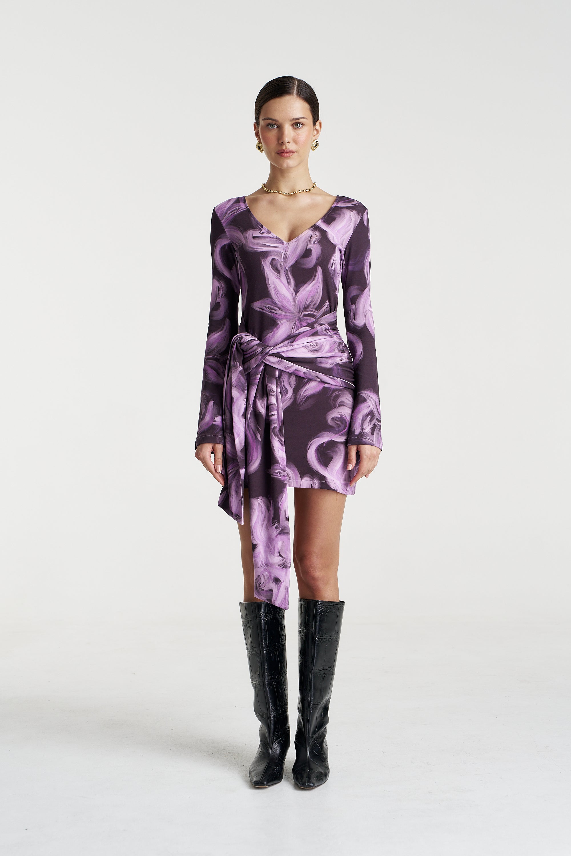 VIOLET LS MINI DRESS - VELVET SHADOW