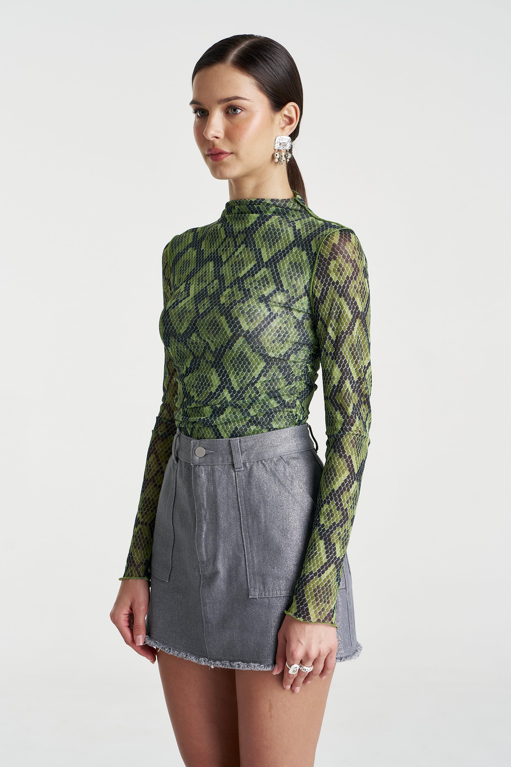 MESH LS ROUCHED SKIVVY - VIPER