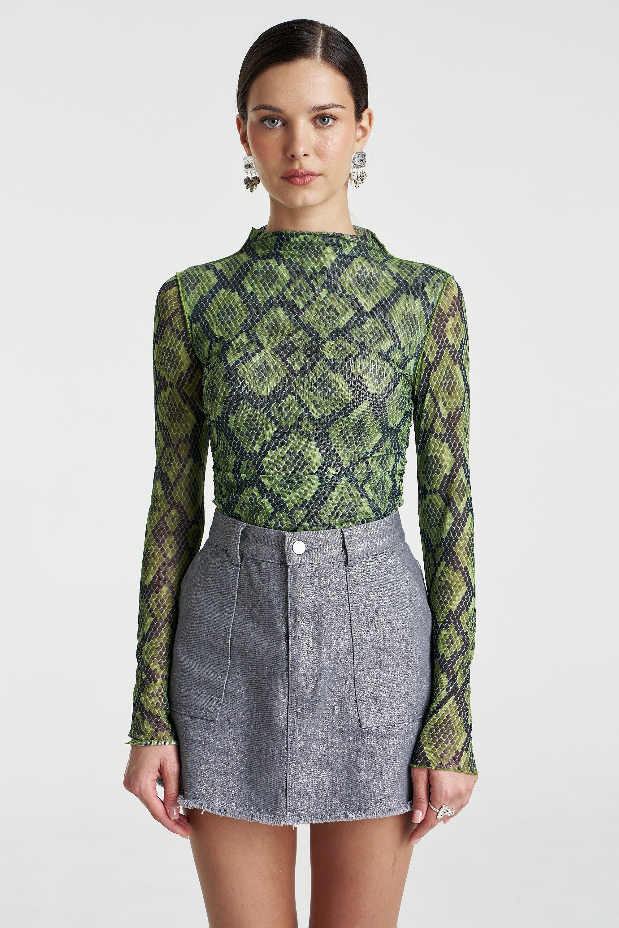 MESH LS ROUCHED SKIVVY - VIPER