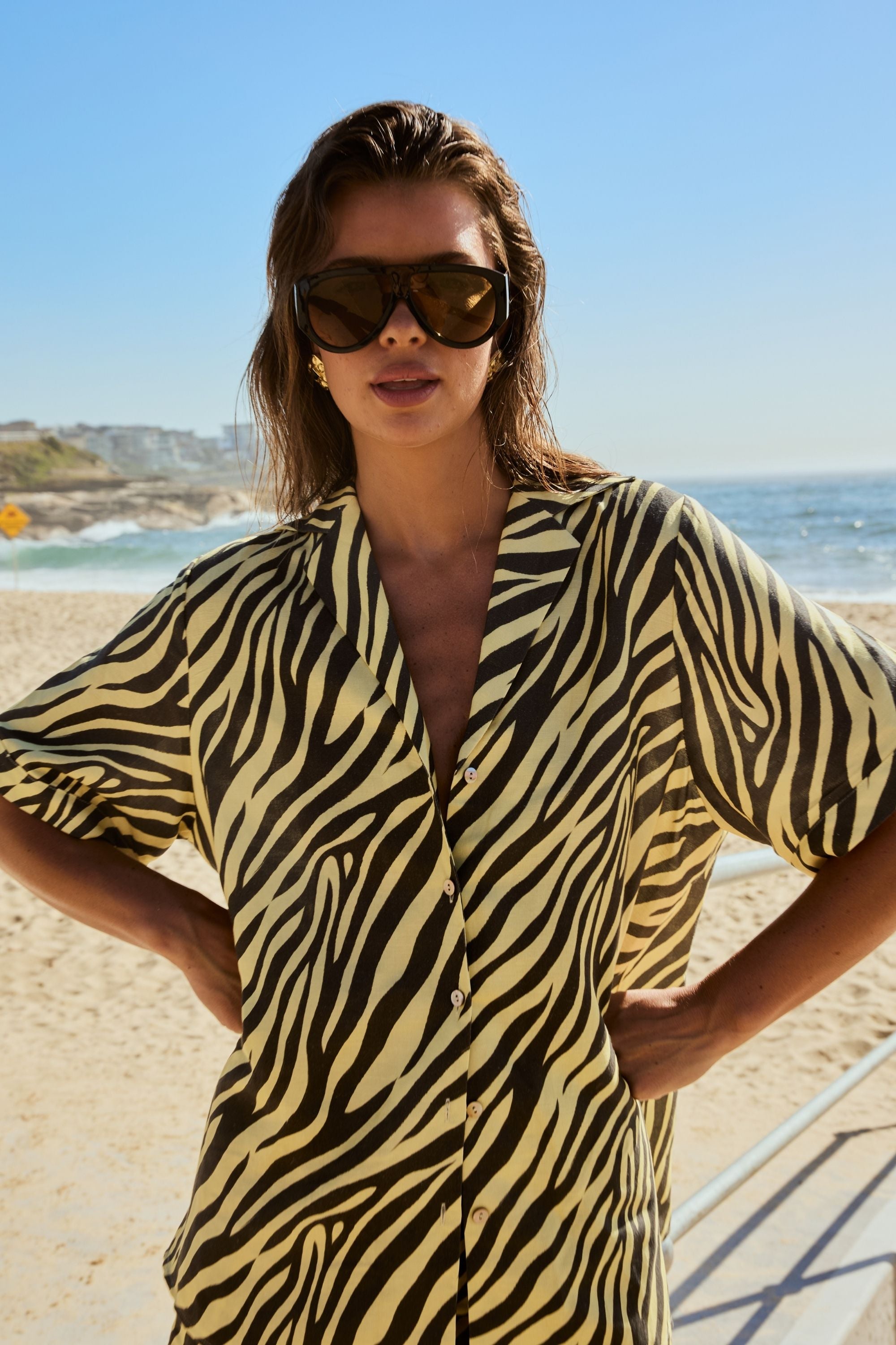 BUTTON UP SS SHIRT - ZEBRA