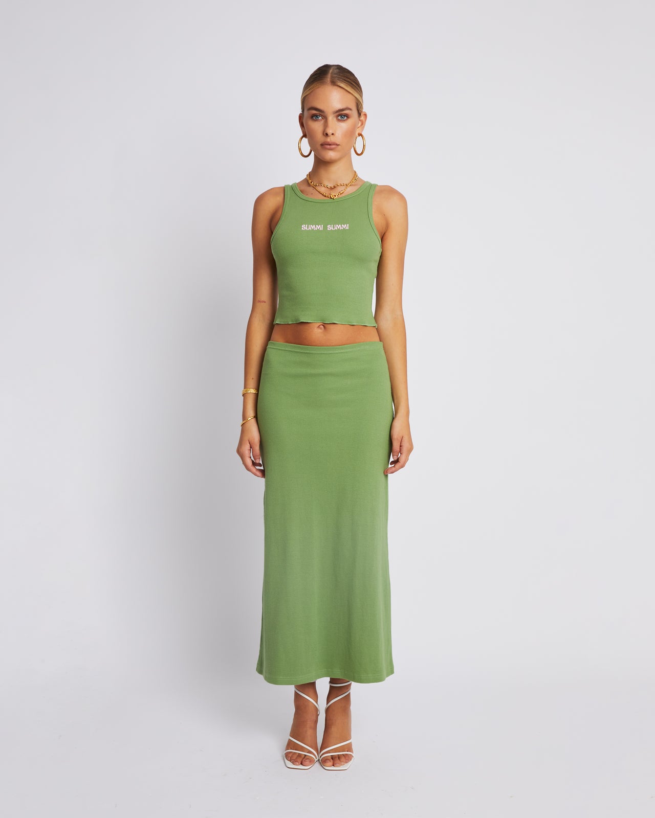 CROPPED RACER TANK - OLIVE