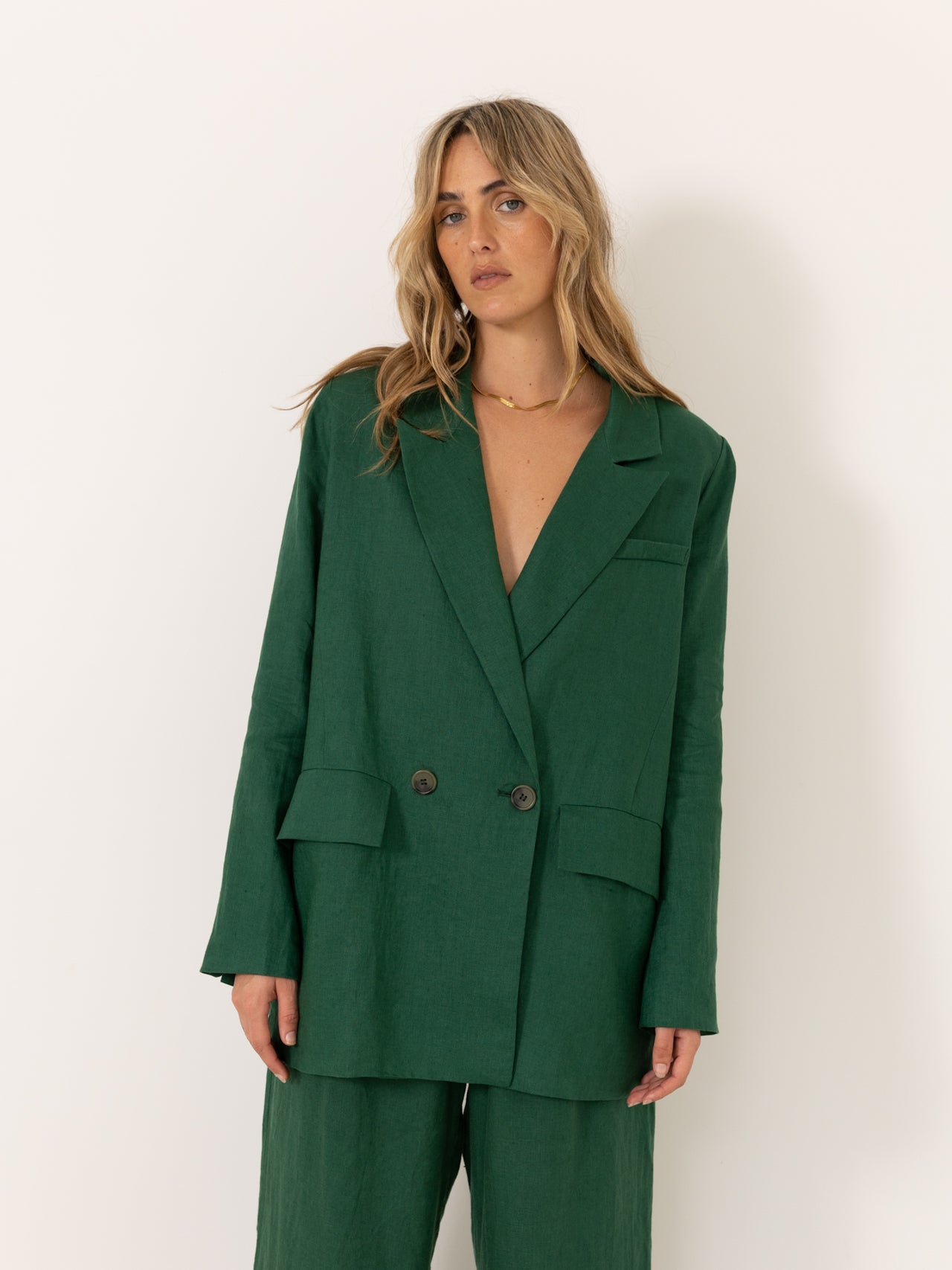 DOUBLE BREASTED BLAZER  - FOREST